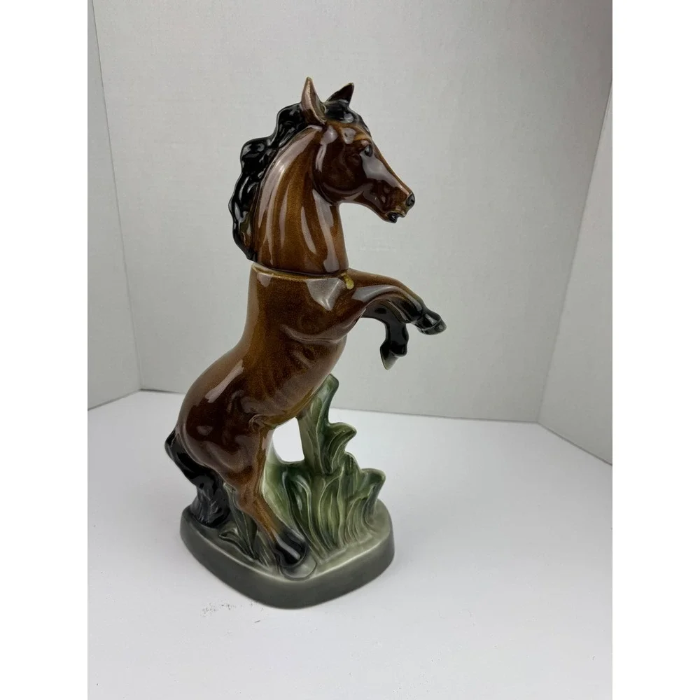Vintage 1962 Jim Beam Brown Stallion Rearing Horse Bourbon Decanter Equestrian
